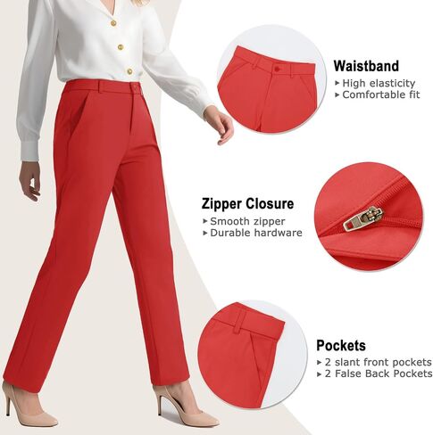 iChosy Women's Stretchy Straight Leg Dress Work Pants Business Office Casual Slacks with Pockets in Saudi Arabia