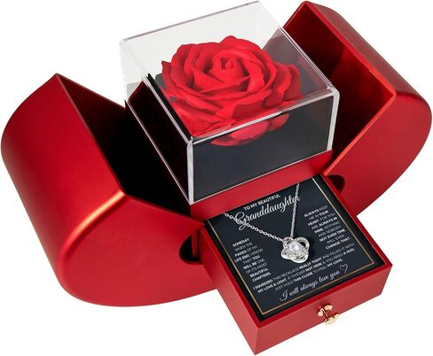 FG Family Gift Mall Granddaughter Gifts From Grandma and Granddaughter Birthday Message Card Necklace From Grandmother or Grandpa Jewelry Charm Present with Message Card and Gift Box in Kuwait