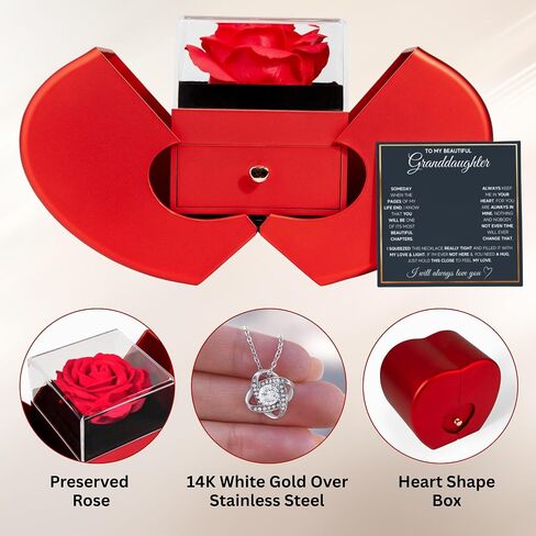 FG Family Gift Mall Granddaughter Gifts From Grandma and Granddaughter Birthday Message Card Necklace From Grandmother or Grandpa Jewelry Charm Present with Message Card and Gift Box in Kuwait