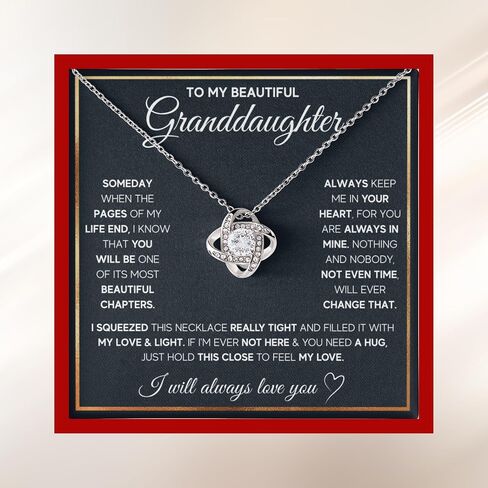 FG Family Gift Mall Granddaughter Gifts From Grandma and Granddaughter Birthday Message Card Necklace From Grandmother or Grandpa Jewelry Charm Present with Message Card and Gift Box in Kuwait