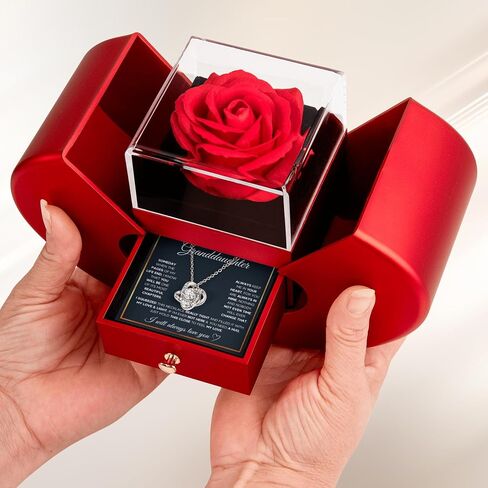 FG Family Gift Mall Granddaughter Gifts From Grandma and Granddaughter Birthday Message Card Necklace From Grandmother or Grandpa Jewelry Charm Present with Message Card and Gift Box in Kuwait
