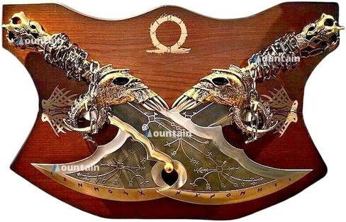 Mettleive | GOW Blades of Chaos Real Metal Ragnark Blades of Chaos Handmade GOW Leviathan Axe Real Metal Collectibles, Decor, Decorations, Gifts for Men, Cold Steel, Gaming Armor in Saudi Arabia