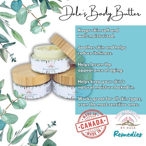 Dale's Natural Body Butter - Non-Greasy Lotion Moisturizer - Hydrating & Nourishing for Dry Skin - Shea, Mango & Coconut Oil Blend - Vegan & Cruelty-Free - Suitable for Entire Body - 100ml in Saudi Arabia