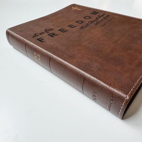 FREEDOM - NIV Journaling Bible | Brown With Gold Cross | Christ Has Set Us Free | Includes Option to add Engraved Name | Personalized and Customizable Gift in Saudi Arabia