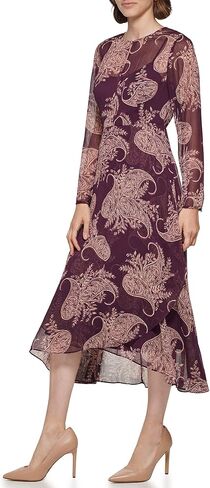 تومي هيليفيغر فستان شيفون متوسط الطول باكمام ربع كم للنساء in Kuwait