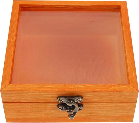 Wooden Specimen Box Wooden Glass Display Box Retro Style Jewelry Necklace Ring Wrapping Box with Glass Clear Window Wooden Coin Display Case for Home Shop Countertop Showcase in Kuwait