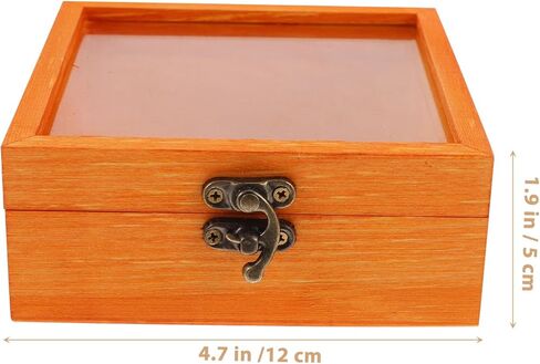 Wooden Specimen Box Wooden Glass Display Box Retro Style Jewelry Necklace Ring Wrapping Box with Glass Clear Window Wooden Coin Display Case for Home Shop Countertop Showcase in Kuwait