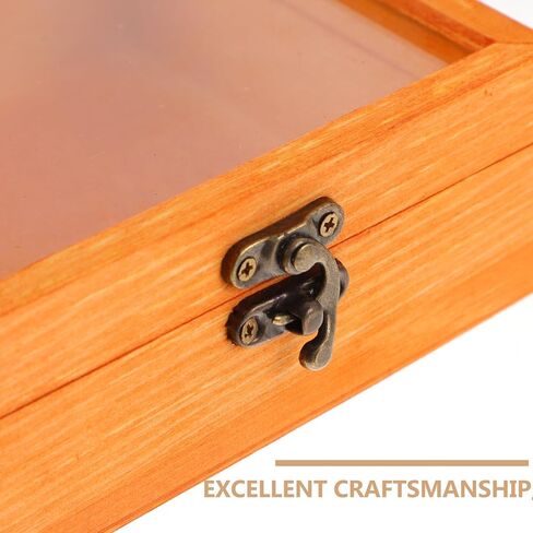 Wooden Specimen Box Wooden Glass Display Box Retro Style Jewelry Necklace Ring Wrapping Box with Glass Clear Window Wooden Coin Display Case for Home Shop Countertop Showcase in Kuwait