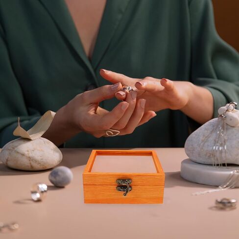 Wooden Specimen Box Wooden Glass Display Box Retro Style Jewelry Necklace Ring Wrapping Box with Glass Clear Window Wooden Coin Display Case for Home Shop Countertop Showcase in Kuwait
