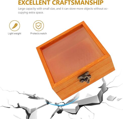 Wooden Specimen Box Wooden Glass Display Box Retro Style Jewelry Necklace Ring Wrapping Box with Glass Clear Window Wooden Coin Display Case for Home Shop Countertop Showcase in Kuwait