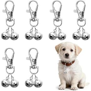 6Pcs Bell for Dog Collar, Cat Bells for Collar Loud, Mini Dog Cat Bell, Silver Pet Pendant Accessories Training Collars Charm with Snap Clips, Safe for Cats & Small Breeds in Kuwait