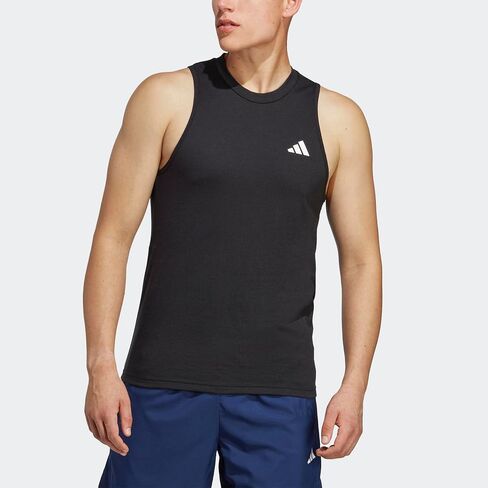 adidas Men's Size Training Essentials Feel Ready Logo Sleeveless T-Shirt, Black/White, Small/Tall in Saudi Arabia