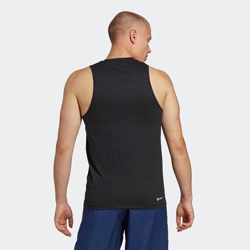 adidas Men's Size Training Essentials Feel Ready Logo Sleeveless T-Shirt, Black/White, Small/Tall in Saudi Arabia