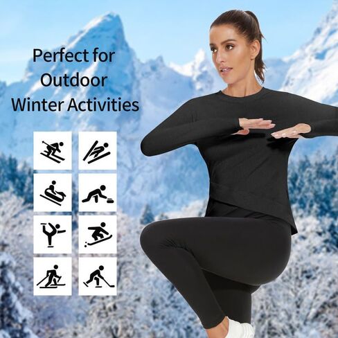 قمصان الجري النسائية من Soneven المصنوعة من الصوف الحراري مع جيوب وأكمام طويلة وقمصان للتمرين مع فتحات إبهام بلوفر مضغوط in Kuwait