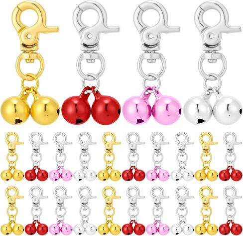 24 Pack Cat Dog Collar Bells, Pet Small Bells with Clasps Bell for Cat Collar Dog Collar Charms - Pet Pendant Accessories Colourful Christmas Gift in Saudi Arabia