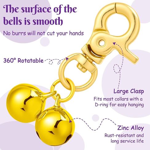 24 Pack Cat Dog Collar Bells, Pet Small Bells with Clasps Bell for Cat Collar Dog Collar Charms - Pet Pendant Accessories Colourful Christmas Gift in Saudi Arabia
