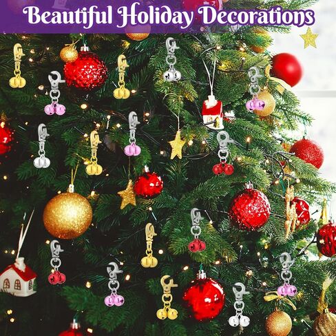 24 Pack Cat Dog Collar Bells, Pet Small Bells with Clasps Bell for Cat Collar Dog Collar Charms - Pet Pendant Accessories Colourful Christmas Gift in Saudi Arabia