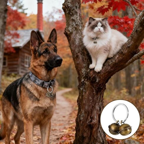 5pcs Dog Bells for Pet Tracking, Extra Loud Dog and Cat Bells for Collar, Copper Bells with Key Ring, Vintage Copper Collar Charms Pendant in Saudi Arabia