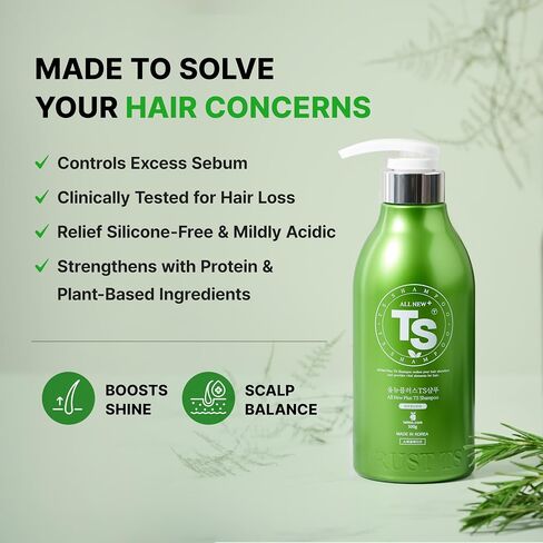 All New Plus TS Shampoo with Biotin for Anti-hair loss Care (16.9 Fl Oz) | Therapy Shampoo for Hair Loss Prevention | Korea Shampoo | Treat Hair Care for Damaged Hair for Men & Women in Saudi Arabia