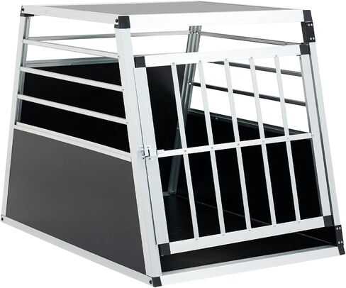 Aluminum Transport Box 35 × 25 × 27 in - Metal Black Silver - Lockable Door Ventilation - Pet Travel for Dogs Cats - Durable Outdoor-Ready in Saudi Arabia