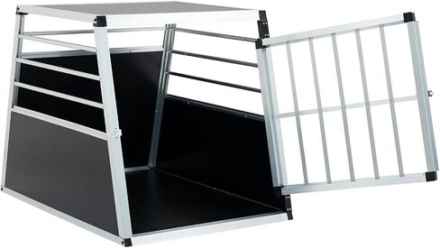 Aluminum Transport Box 35 × 25 × 27 in - Metal Black Silver - Lockable Door Ventilation - Pet Travel for Dogs Cats - Durable Outdoor-Ready in Saudi Arabia