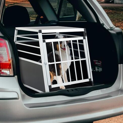 Aluminum Transport Box 35 × 25 × 27 in - Metal Black Silver - Lockable Door Ventilation - Pet Travel for Dogs Cats - Durable Outdoor-Ready in Saudi Arabia