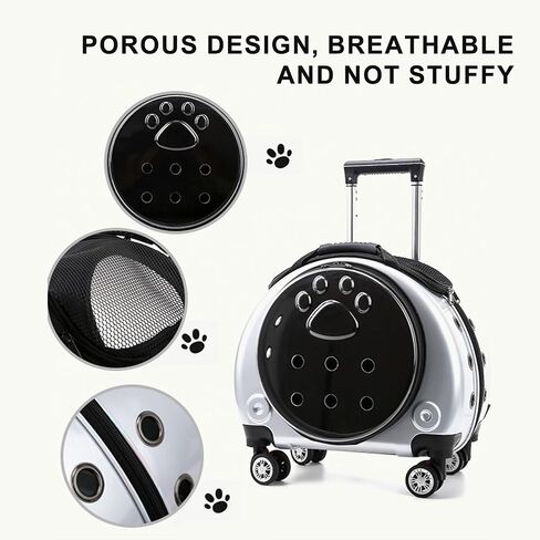 GAMAK Pet Suitcase Hard Shell with Wheels and Telescopic Handls for Small Cats and Dogs, Breathable Rolling Cat Carriers Backpack Multiple Carrying Options (Color : E) in Saudi Arabia