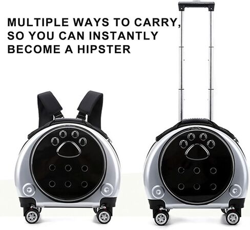 GAMAK Pet Suitcase Hard Shell with Wheels and Telescopic Handls for Small Cats and Dogs, Breathable Rolling Cat Carriers Backpack Multiple Carrying Options (Color : E) in Saudi Arabia