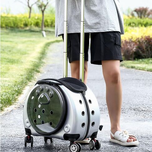 GAMAK Pet Suitcase Hard Shell with Wheels and Telescopic Handls for Small Cats and Dogs, Breathable Rolling Cat Carriers Backpack Multiple Carrying Options (Color : E) in Saudi Arabia