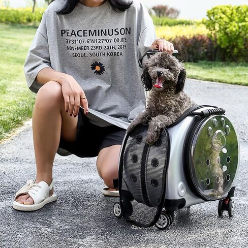 GAMAK Pet Suitcase Hard Shell with Wheels and Telescopic Handls for Small Cats and Dogs, Breathable Rolling Cat Carriers Backpack Multiple Carrying Options (Color : E) in Saudi Arabia