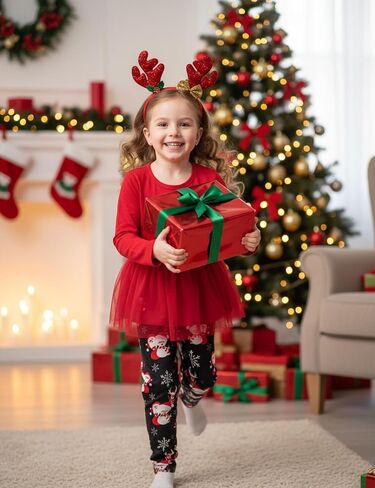 ADIFUN Toddler Girl Christmas Outfit Deer Long Sleeve Trousers 3-Piece Set Christmas Gifts For Girls in Kuwait