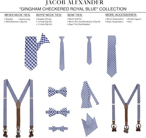 Jacob Alexander Men's Gingham Checkered Pattern Neck Tie in Kuwait