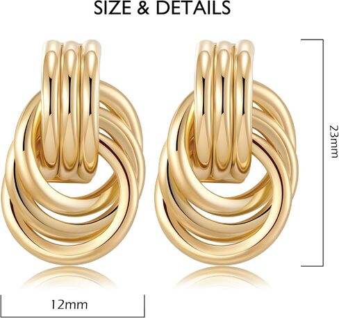 shinelab Gold Hoop Earrings for Women Twisted Huggie 14K Gold Plated Chunky Earrings Wavy Geometric Hoop Trendy Earrings Jewelry Gift for Girls in Kuwait