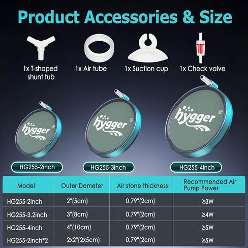 hygger Aquarium Air Stone 2 Inch, Fish Tank Bubbler Stone, Air Bubble Aerator Oxygen Diffuser, Air Pump Accessories for Aquariums, Fish Tanks, Hydroponics and Ponds in Saudi Arabia