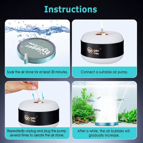 hygger Aquarium Air Stone 2 Inch, Fish Tank Bubbler Stone, Air Bubble Aerator Oxygen Diffuser, Air Pump Accessories for Aquariums, Fish Tanks, Hydroponics and Ponds in Saudi Arabia