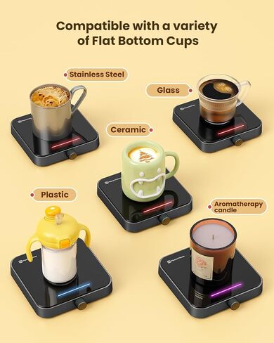 Maestri House Mug Warmer, Electric Coffee Cup Warmer for Desk with 3-Temp Settings,Auto Shut Off, Constant Temperature Heating for Beverage, Milk, Tea and Hot Chocolate at Home & Office (Gold) in Saudi Arabia