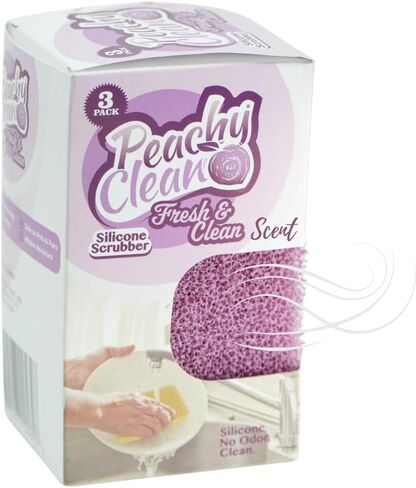 Peachy Clean Silicone Dish Sponge Scrubbers, Fresh Peach Scent, Non-Scratch, Odor-Resistant, Durable Dish Sponges for Kitchen in Saudi Arabia