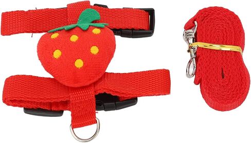 Acouto Harness Leash Small Pet Harness Leash Nylon Strawberry Vest with Stainless Steel Pet Rabbits Chinchillas Supplies Small Animals Collars Harnesses & Leashes (S) in Saudi Arabia
