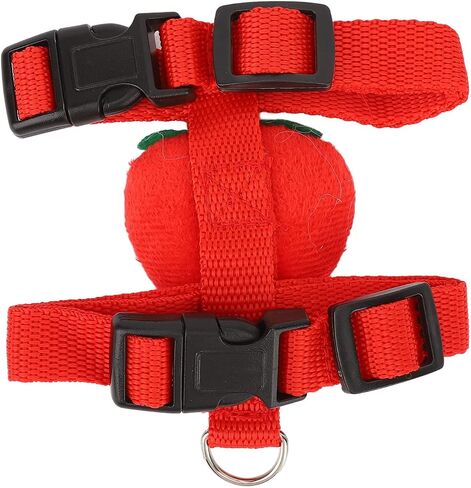 Acouto Harness Leash Small Pet Harness Leash Nylon Strawberry Vest with Stainless Steel Pet Rabbits Chinchillas Supplies Small Animals Collars Harnesses & Leashes (S) in Saudi Arabia