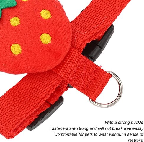 Acouto Harness Leash Small Pet Harness Leash Nylon Strawberry Vest with Stainless Steel Pet Rabbits Chinchillas Supplies Small Animals Collars Harnesses & Leashes (S) in Saudi Arabia