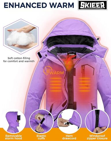 Skieer Women's Waterproof Ski Jacket Warm Winter Coat Fleece Snowboarding Coat in Saudi Arabia