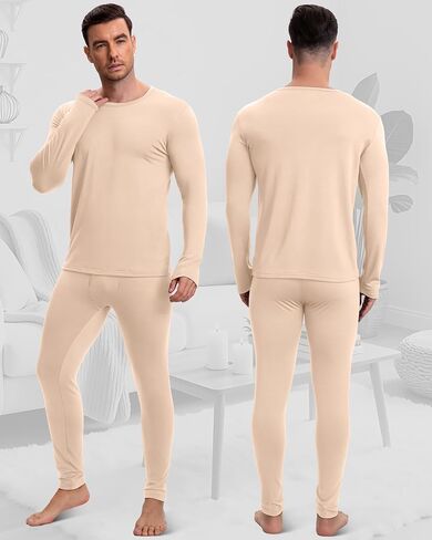 Patelai 3 Sets Men's Thermal Underwear Long Johns Base Layer with Fleece Lined for Winter Cold Weather in Saudi Arabia
