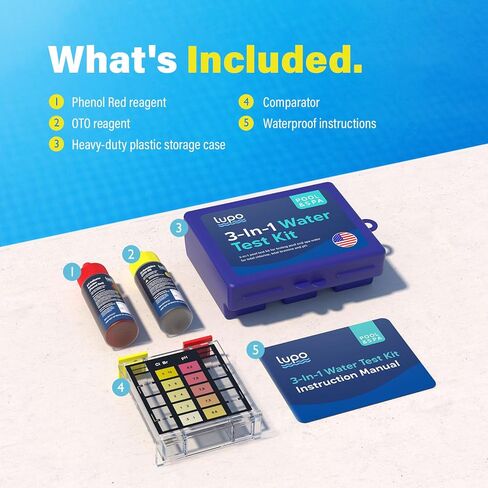 Lupo 3-in-1 Water Test Kit for Swimming Pools & Spas | Water Chemical Test Kit for pH, Total Chlorine and Total Bromine in Saudi Arabia
