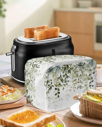 غطاء محمصة شريحتين، غطاء فرن محمصة من أوراق الأوكالبتوس الزرقاء مع جيوب، فرع التوت، واقي أدوات خبز طبيعية، أغطية غبار لأجهزة المطبخ الصغيرة وحماية بصمات الأصابع للنساء in Kuwait