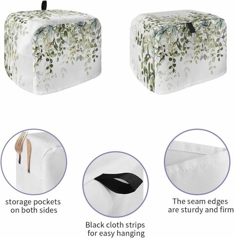 غطاء محمصة شريحتين، غطاء فرن محمصة من أوراق الأوكالبتوس الزرقاء مع جيوب، فرع التوت، واقي أدوات خبز طبيعية، أغطية غبار لأجهزة المطبخ الصغيرة وحماية بصمات الأصابع للنساء in Kuwait