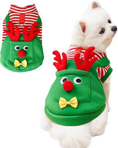 Dog Christmas Costume Outfit, Cute Reindeer Costume for Small Medium Dogs Cats, Funny Puppy Cosplay Clothes, Festive Pet Christmas Sweater for Winter Parties & Photo Shoots in Saudi Arabia