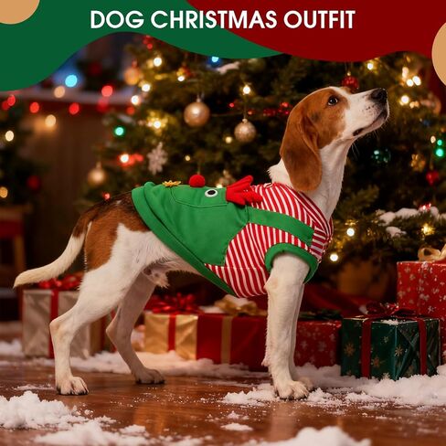 Dog Christmas Costume Outfit, Cute Reindeer Costume for Small Medium Dogs Cats, Funny Puppy Cosplay Clothes, Festive Pet Christmas Sweater for Winter Parties & Photo Shoots in Saudi Arabia