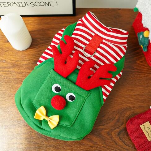 Dog Christmas Costume Outfit, Cute Reindeer Costume for Small Medium Dogs Cats, Funny Puppy Cosplay Clothes, Festive Pet Christmas Sweater for Winter Parties & Photo Shoots in Saudi Arabia