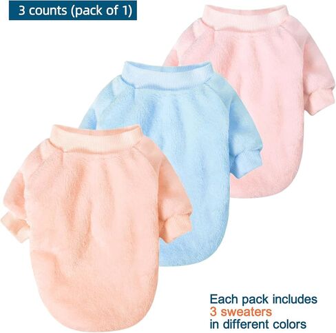 Dog Sweater | 3-Pack Clothes Jackets XXS - XXL for Small Dog Breed (Male & Girl), Soft Winter Coats Sweaters for Dogs and Cats, Pet Apparel Outfits (Grey,Blue,Navy, Small) in Saudi Arabia