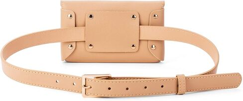 D.LerBung 2 Pieces Womens Fanny Pack Leather Belt with Removable Belt Waist Pouch Fashion Belt Bags Black and Khaki in Kuwait